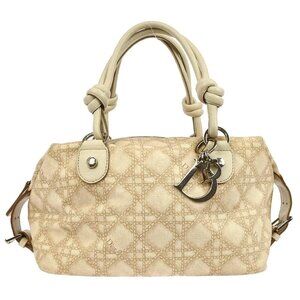Christian Dior Beige Canvas Cannage Handbag 14-BO-0018 126295